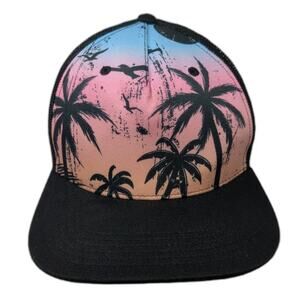 Art Class Trucker Hat Black One Size Tropical Palm Tree Sunset Mesh Snapback